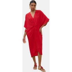 Vestido midi de lino anudado
