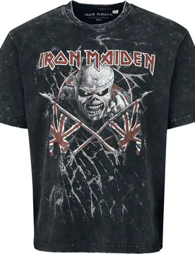 T-Shirt - Crossed Flags - S bis XXL - für Männer - Größe S - anthrazit - EMP exklusives Merchandise! - Männer - male - Iron Maiden - FashionsVida