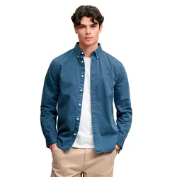 Camicia A Maniche Lunghe Garment Dyed Tumbled Slate Blue M