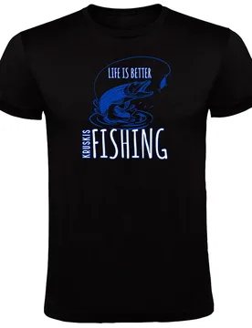 Life Is Better Fishing Short Sleeve T-shirt Black 3XL Men - Kruskis - FashionsVida