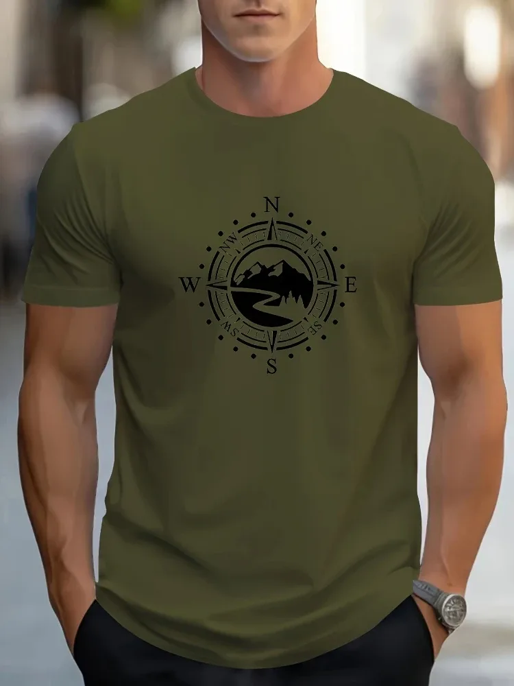 Compass pattern design -100% cotton summer O-neck short sleeve casual printed men's T-shirt - Aliexpress - FashionsVida