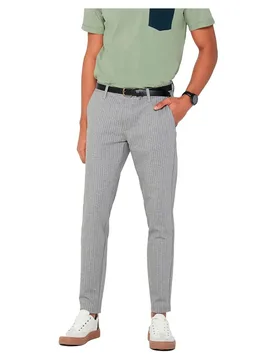 Pantalon Mark Stripe Gw 3727 Light Grey Melange 29 - ONLY & SONS - FashionsVida