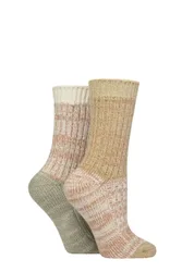 Women's 2 Pair Elle Chunky Ribbed Boot Socks Classic Beige 4-8 - Assorted - Size: Small