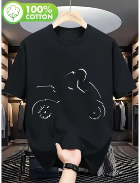 Motorcycle Outline Graphic Tee Breathable 100% Cotton Short Sleeve Casual T-Shirt - Aliexpress - FashionsVida