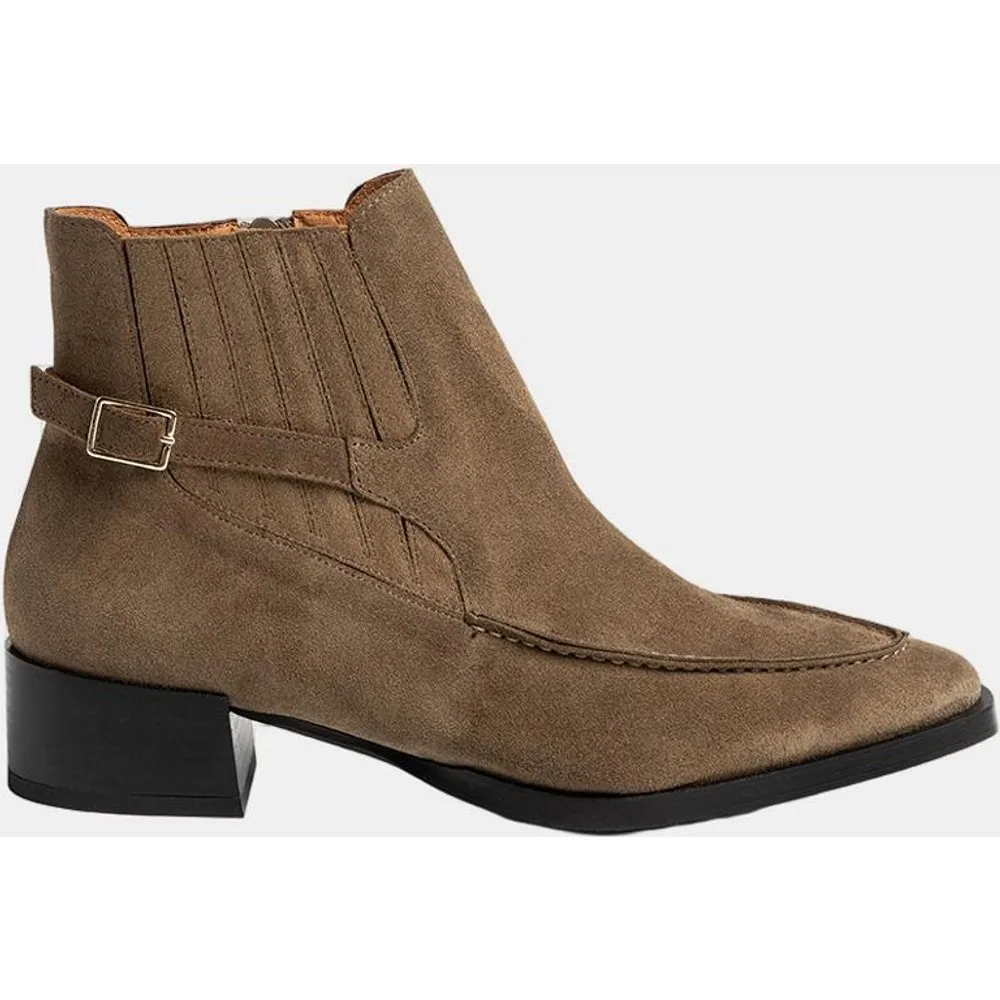 Botines de mujer tipo chelsea en serraje - Dansi - FashionsVida