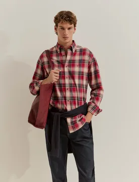 Camisa de hombre a cuadros de corte regular - Lion of Porches - FashionsVida