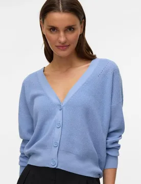 Cárdigan de mujer manga larga con cuello en pico - Vero Moda - FashionsVida