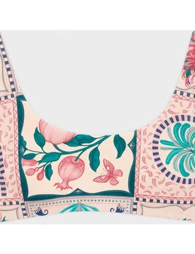 Top bikini sin aro y foam extraíble en tejido estampado - Gisela - FashionsVida