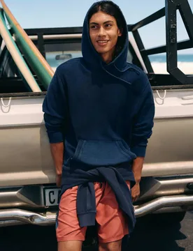 Pure Cotton Textured Hoodie Navy male - White stuff - FashionsVida