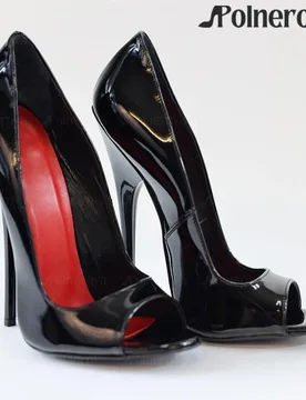 Cm Black Patent Leather Extreme Pumps Sexy Style Peep Toe High Heel Stilettos Women's Lacquered Empire High Heel Slip on Pumps - Aliexpress - FashionsVida
