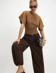 Pure Cotton Kimono T-Shirt Brown female
