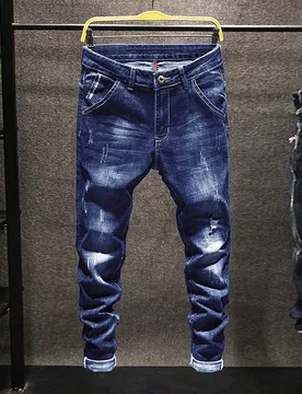 Jeans rectos de tela elástica con estampado total para hombre, corte relajado 32 - Shein - FashionsVida