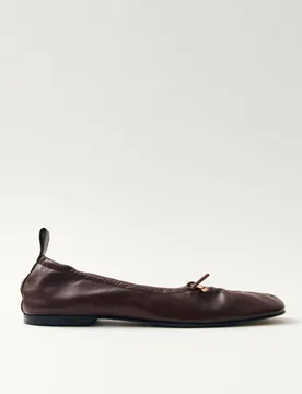 Rosalind Leather Tie Detail Ballet Pumps Black female - Alohas - FashionsVida