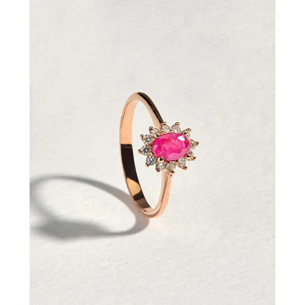 Anillo de oro con diamante y rubí - El Corte Inglés - FashionsVida
