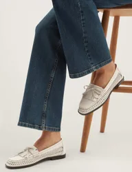 Leather Flat Loafers Beige female