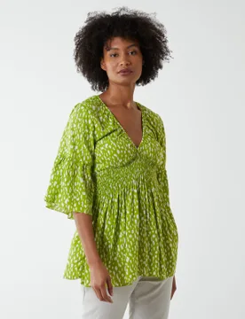 Shirred Bust Top - S / LIME - female - Blue Vanilla - FashionsVida