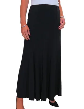 Women's Panelled 38" Elastic Waist Maxi Skirt in Black Size: 10-12 - Black - Size: 10-12 - Paulo Due - FashionsVida