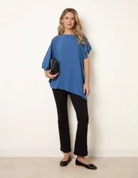 Short Sleeve Asymmetrical Top - ONE / DENIM - female