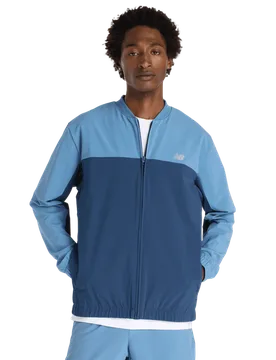 Stretch Bomber Jacket Men Jackets - Blue - Size L - Poly Jersey - Blue - Size: Large - New Balance - FashionsVida