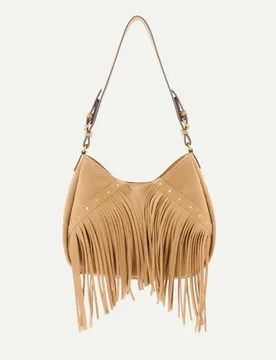 Bolso de hombro mediano de piel con flecos - Tintoretto - FashionsVida