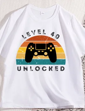 Level 40 Unlocked 40th Birthday T-shirt Men Women Vintage Short Sleeve 40th Years Tshirt Loose Round Neck Tees - Aliexpress - FashionsVida