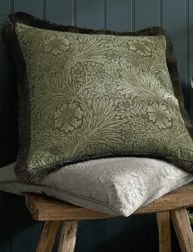 Pure Cotton Marigold Cushion Green Mix - William Morris At Home - FashionsVida
