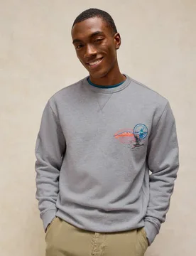 Pure Cotton Crew Neck Graphic Sweatshirt Grey Mix male - White stuff - FashionsVida