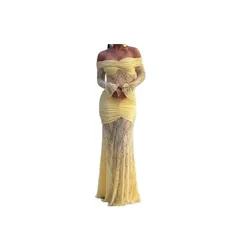 Temperament Lace Splicing Long-sleeved Dress Tight Hip-wrapped Long Dress