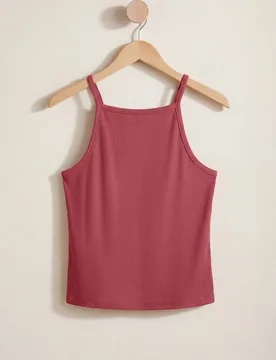 Women's Square Neck Ribbed Vest in Red Size: 10 - Red - Size: 10 - Enorsia - FashionsVida