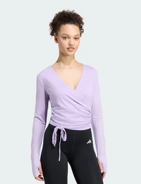TOP 3-STRIPES STUDIO SOFT BALLET WRAP S Powder Plum / Pure Lemon - Adidas - FashionsVida