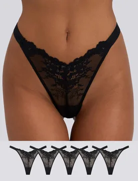 Pack Fran Lace Thongs Black female - Boux Avenue - FashionsVida
