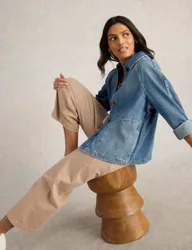 Denim Relaxed Jacket Med Blue Denim female