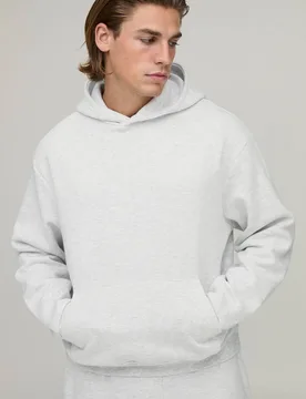 Herren Basic Oversize Boxy Hoodie Sweatshirt Grey Marl Größe Large - boohooMAN - FashionsVida