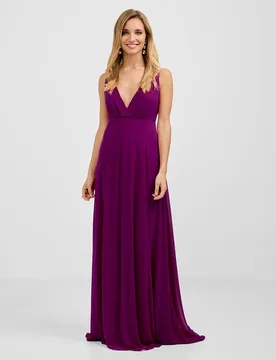 Vestido largo de gasa con escote en v - Veneno en la piel - FashionsVida