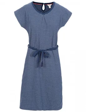 Womens/ladies Lidia Round Neck Cotton Dress (Navy Stripe) - Size Medium - Trespass - FashionsVida