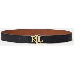 Cinturón reversible de piel con hebilla dorada