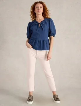 Mid Rise Straight Leg Cropped Jeans Natural female - White stuff - FashionsVida
