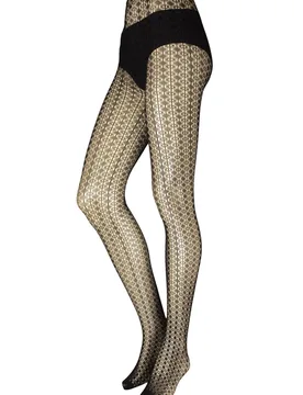 Women's 1 Pair Geo Net Tights Black S/M - Black - Size: Small - Charnos - FashionsVida