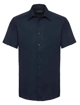Collection Mens Oxford Tailored Short-Sleeved Shirt (Bright Navy) - Navy/blue - Size 14.5 Inch - Russell athletic - FashionsVida