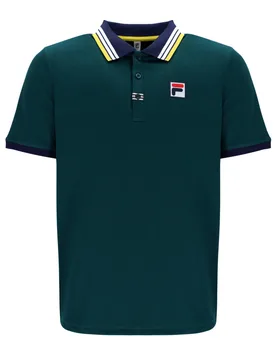Deep Teal Heritage S/S Solid Polo - UK S - FILA Tennis - FashionsVida
