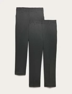 Pack Boys' Easy Dressing School Trousers (3-18 Yrs) Grey male - M&S - FashionsVida