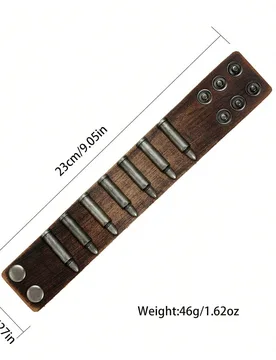Pieza Brazalete ancho de estilo gótico punk con balas, brazalete negro y marrón hecho a mano y ajustable para hombres - Shein - FashionsVida