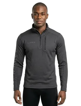 Uligan Grid Half Zip Fleece Dark Grey S Men - Taimen - FashionsVida