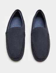 Herringbone Moccasin Slippers with Freshfeet™ Navy male
