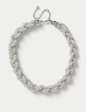 Pearl Jelly Plaited Necklace Silver female - M&S - FashionsVida