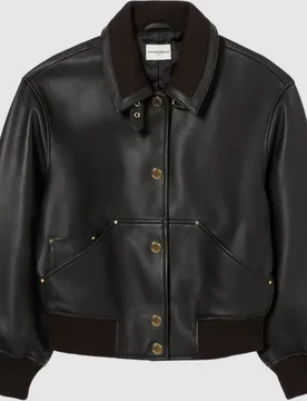 Cazadora de mujer bomber de cuero holgada - CLAUDIE PIERLOT - FashionsVida