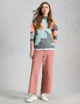 Mid Rise Wide Leg Cropped Jeans Pink female - White stuff - FashionsVida