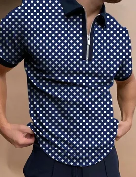 Men's Polka Dot Short Sleeve Polo Shirt 3D Printed Zip Up Polo Shirt Casual Fitness Collar Regular Fit Polo Shirt - Aliexpress - FashionsVida