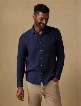 Camisa de hombre lisa manga larga - Faherty - FashionsVida