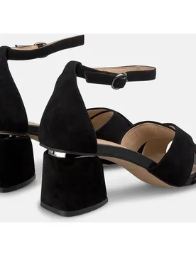 Sandalias de tacón de mujer en piel con doble tira en la parte frontal - Alma en Pena - FashionsVida
